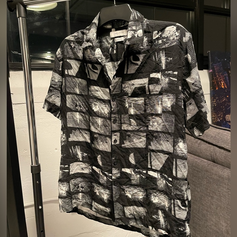 Topman black graphic button down